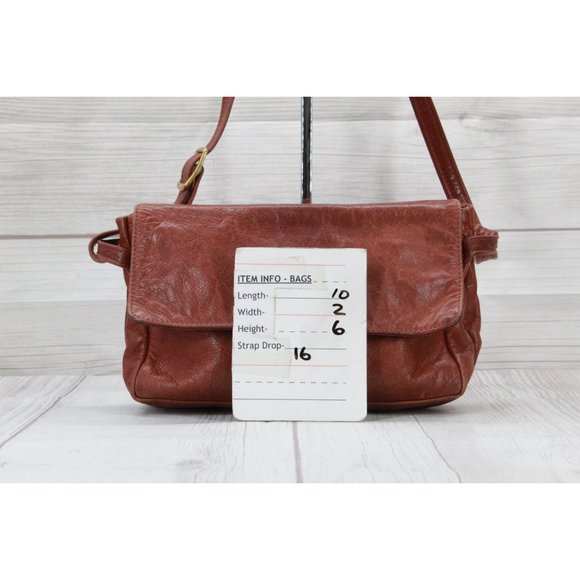 Beggar’s Pouch Brown Distressed Leather Flap Compartment Crossbody Bag - Picture 9 of 9